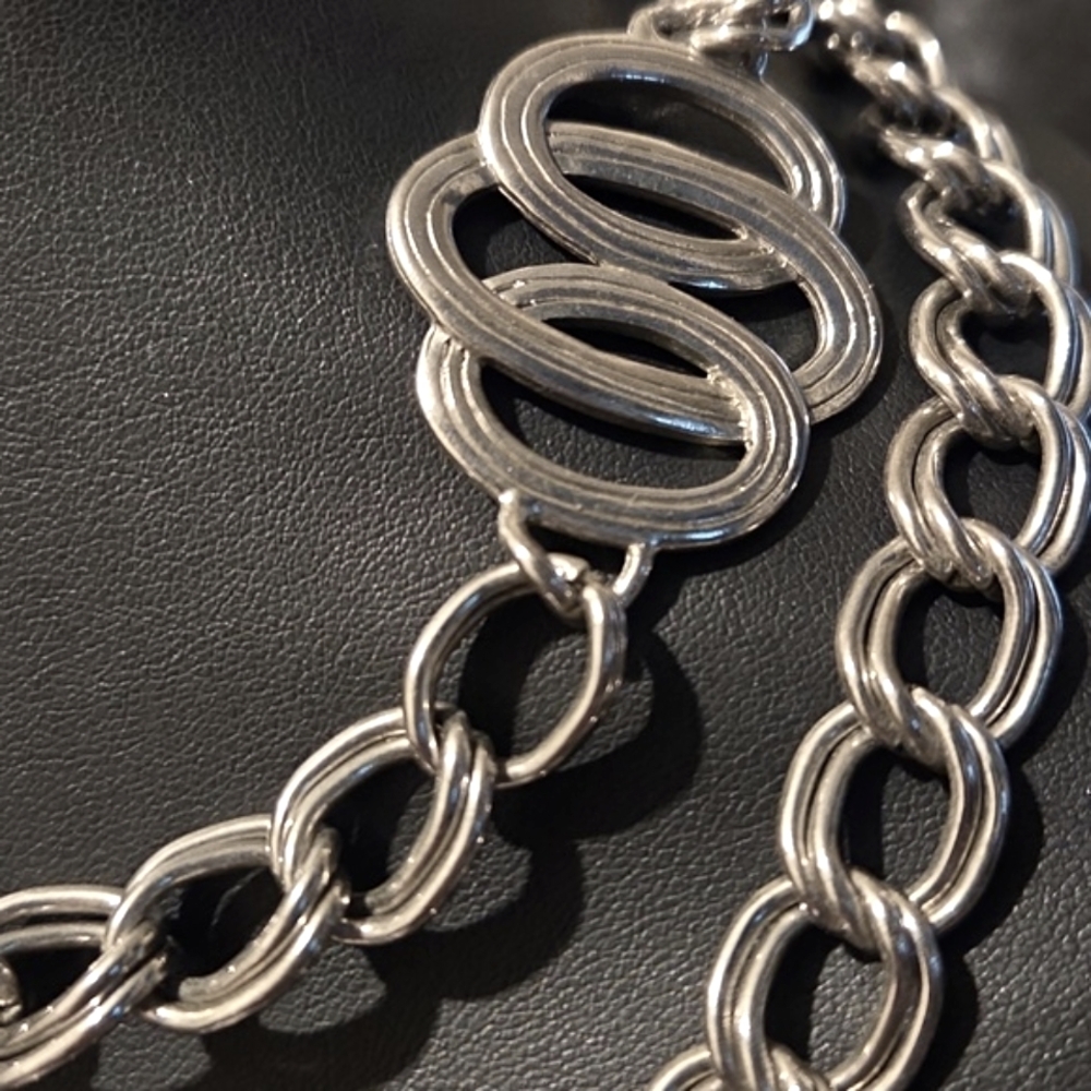 Estate Thick Weighted Chain Statement Necklace - image 3